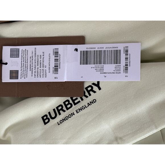 NIB $420 Burberry Eyelet Men’s Furley Royal Blue Slide Sandals 10 US 8049674 IT main image 7